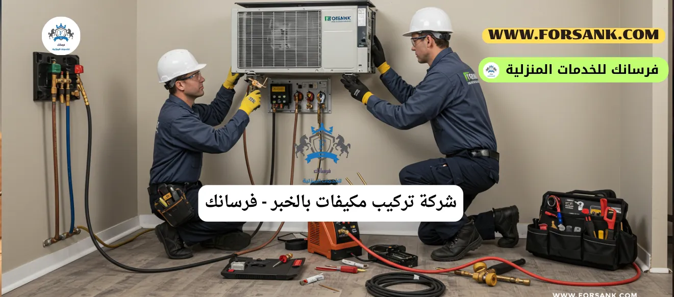 شركة تركيب مكيفات بالخبر - خدمة احترافية من فرسانك فريق عمل شركة فرسانك يقوم بتركيب مكيف سبليت في الخبر